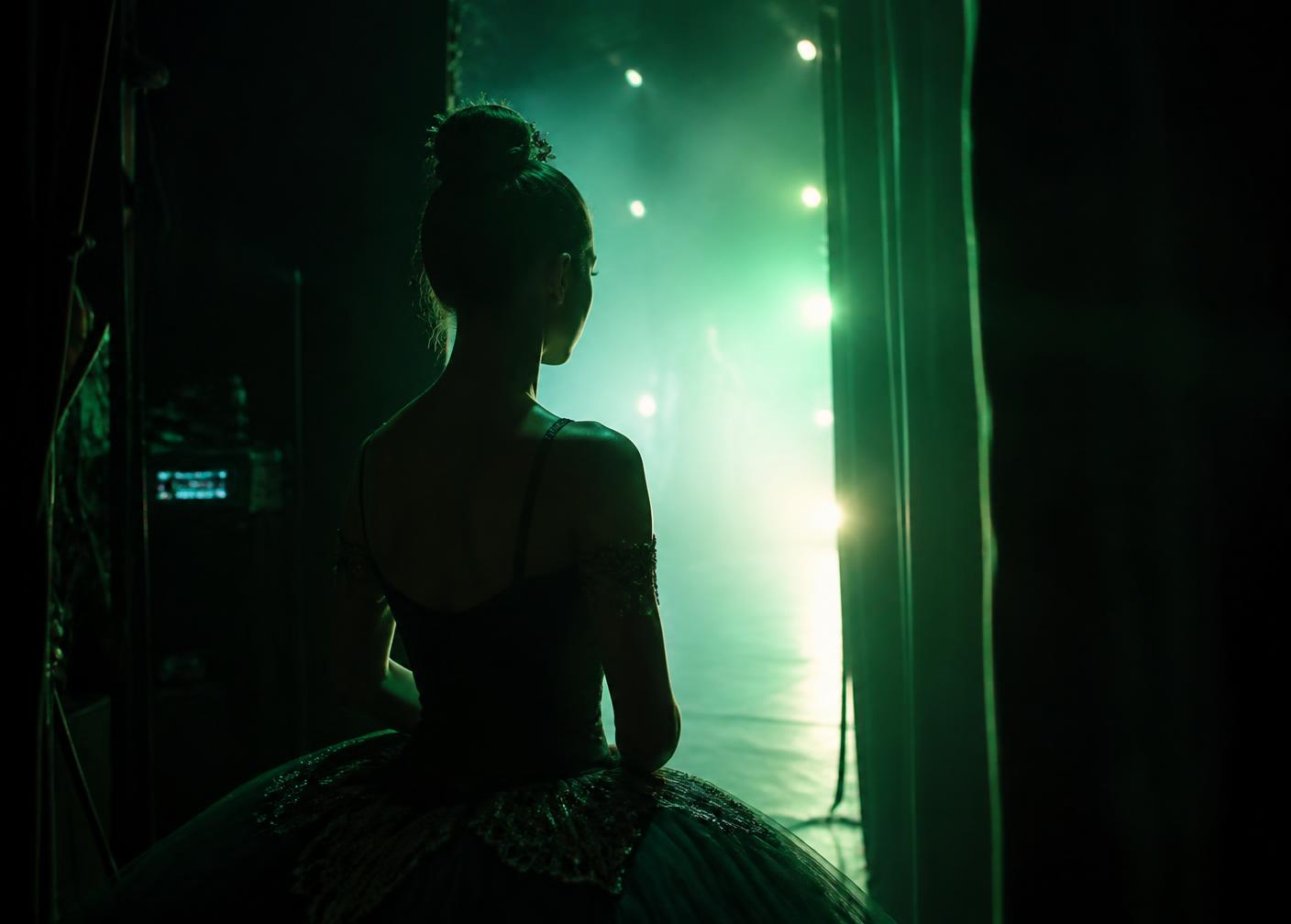 Dancer waiting in the wings before a performance