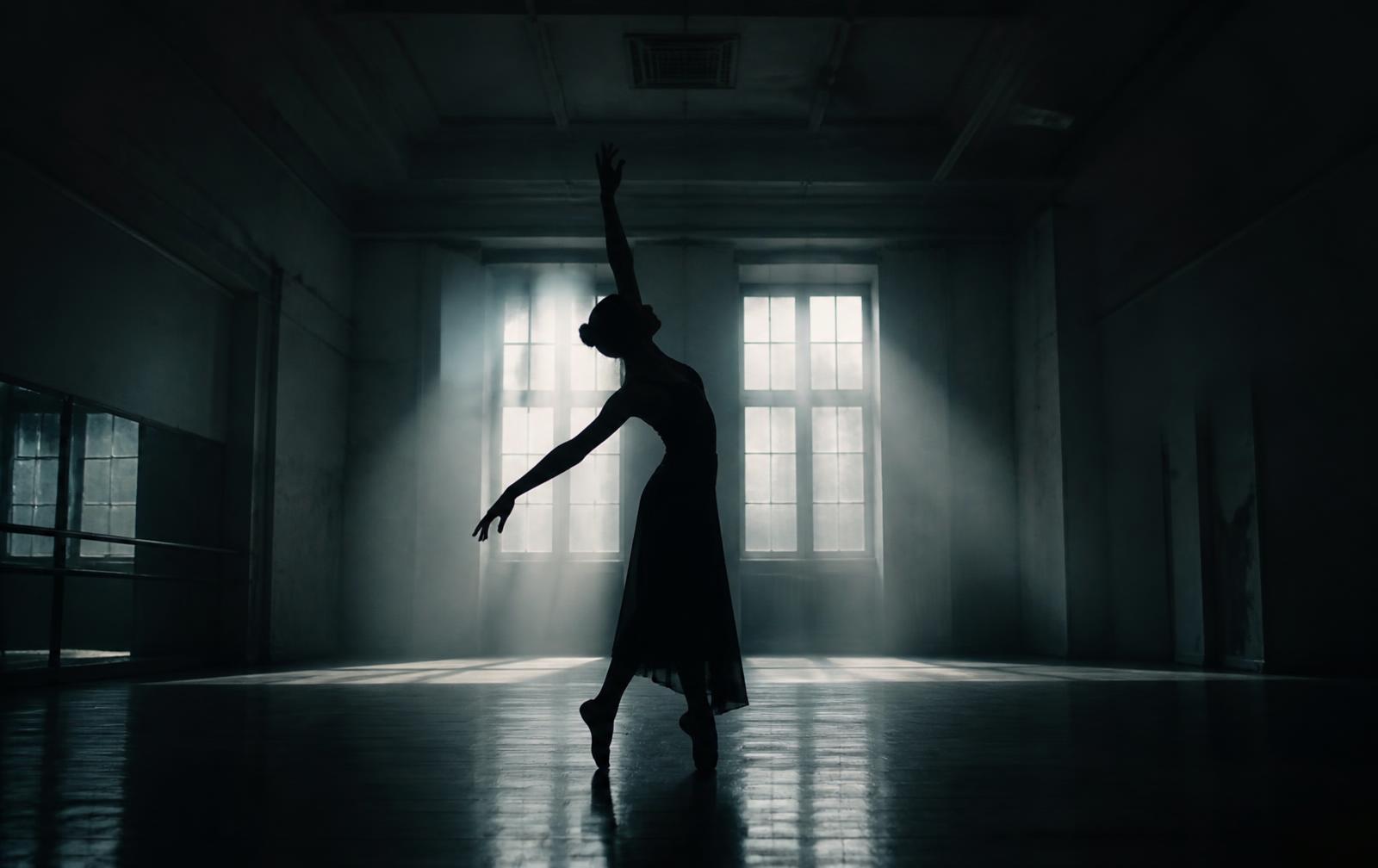 Solo dancer in a light-filled studio